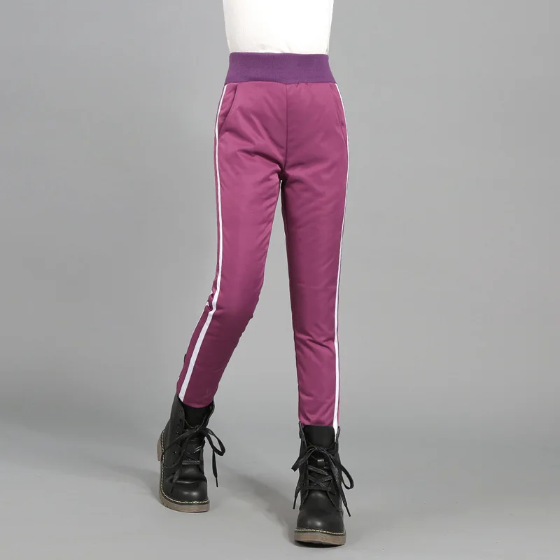 Детские брюки s для девочек водонепроницаемые штаны с полосками 90% пуха плотные