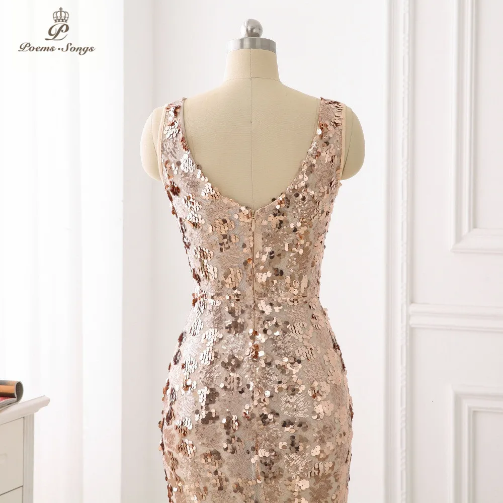 Стихи песни двухv-образное элегантное вечернее платье vestido de festa сексуальное роскошное Золотое длинное вечернее платье с блестками и открытой спиной светоотражающее платье