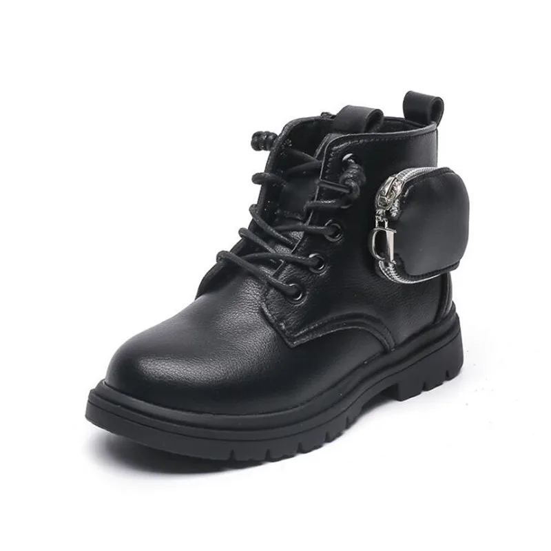 

Girls Boots Winter Autumn New Little Princess Single Boots British Style Fashion Children Pockets Short Boots