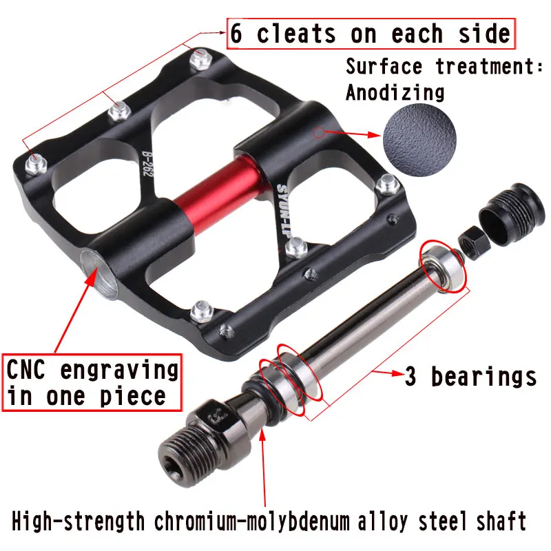 Педаль для велосипеда 3 подшипники противоскользящие сверхлегкие CNC MTB педали