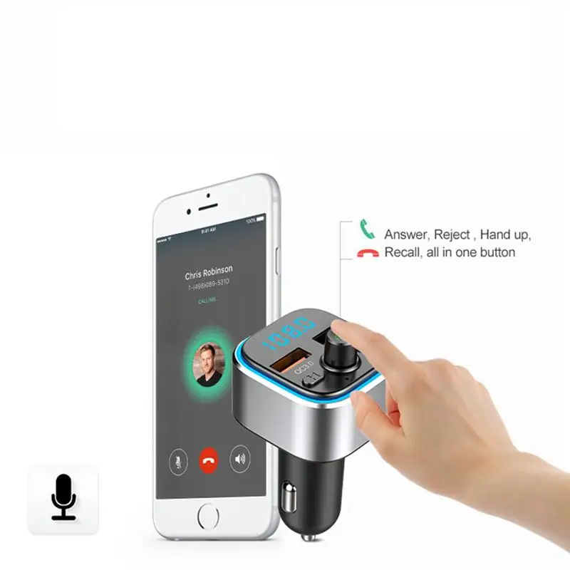 1 шт. светодиодный дисплей маленький Автомобильный MP3-плеер USB Quick Charge 3 0