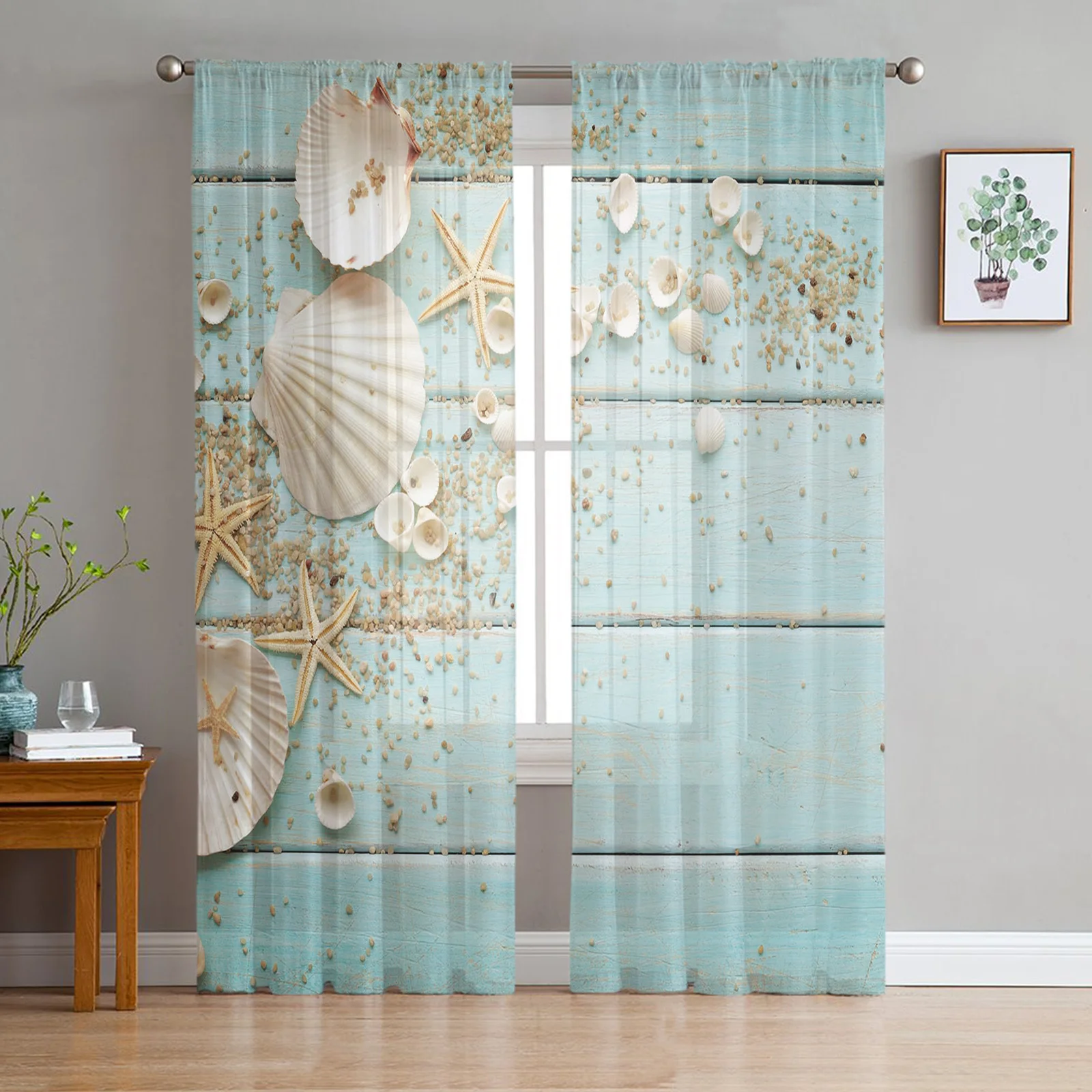 

Фон с изображением деревянных доскок с декоративными элементами в виде ракушек тюлевые занавески для окна для Гостиная Спальня в Кухня обо...