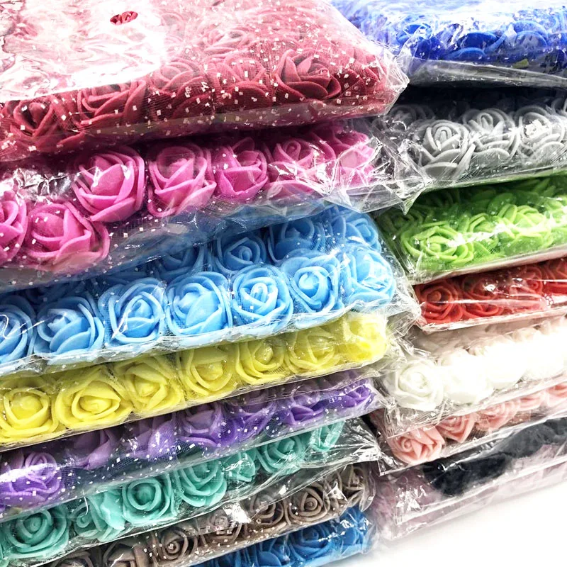 144 шт./лот 2 см пены Искусственный цветок розы Свадебное Оформление