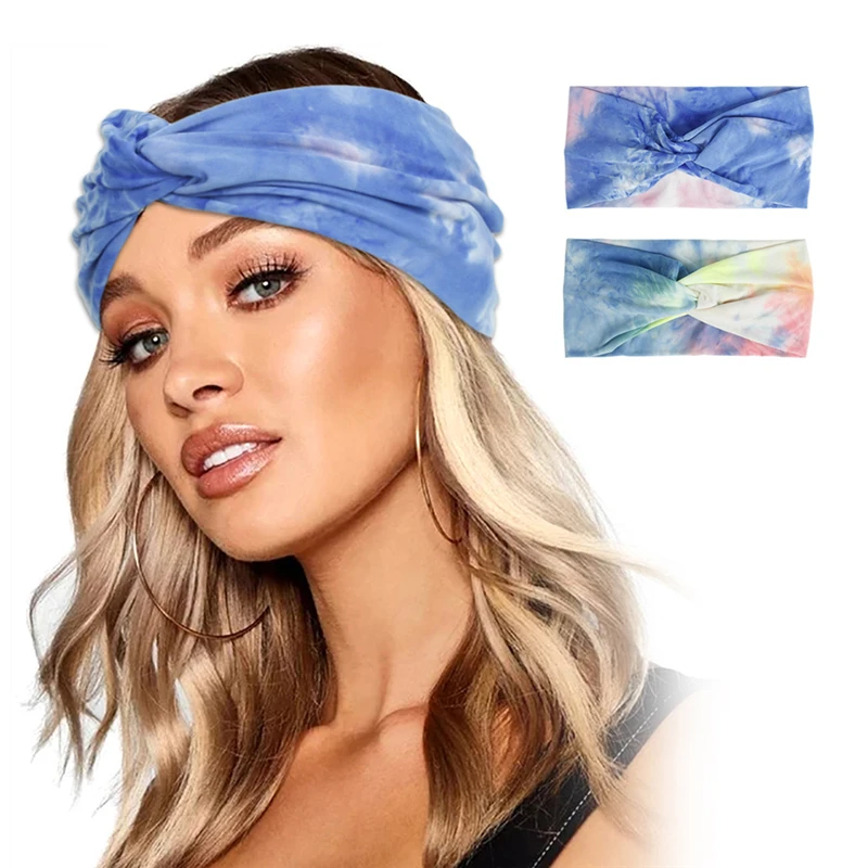 

Повязка на голову женская окрашенная эластичная, повседневный аксессуар для волос, модный Мягкий головной убор с перехлёстом для улицы