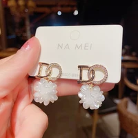 2021 new fashion korean oversized white pearl hoop earrings for women bohemian gold color round zircon wedding earrings jewelry