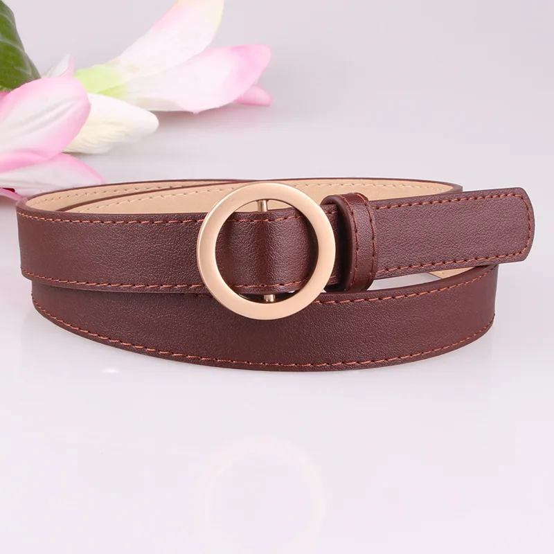 Высокое качество женские ПУ кожаные металлические кольца пряжки пояса Твердые