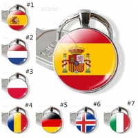 car keychain europe national flag keychain italy spain poland netherlands ireland country flag keyrings glass cabochon gifts