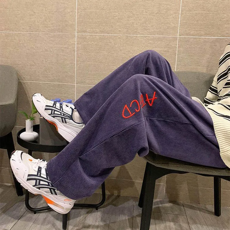 

Corduroy Pants Women Letter Embroidery Femme Gothic Harajuku Casual Streetwear Ins All-match Ladies Fall Teens Pantalon Mujer