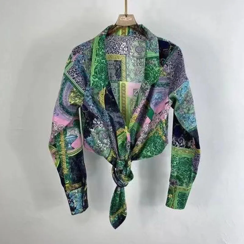 

2021 Summer Woman's Blouses Tie Design 2 Colors Loose Top Short Tees Thin Smooth Shirts