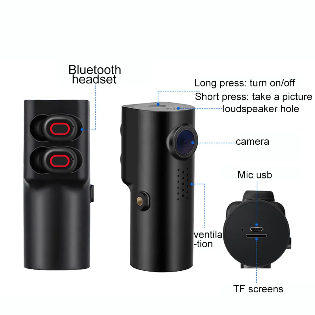 

Smart Voice Control WiFi 1080P Car DVR Video Recorder Camera with Bluetooth Earphone Car Electronics Accessories Interior