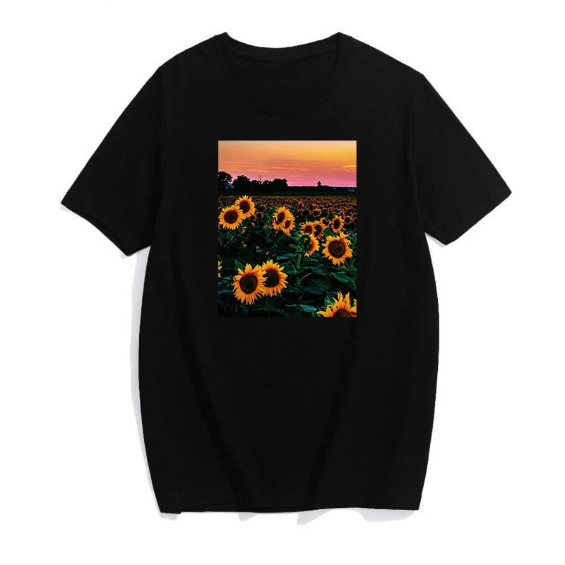 Рубашка в стиле Харадзюку ольччан женская модная футболка с подсолнухом мужская