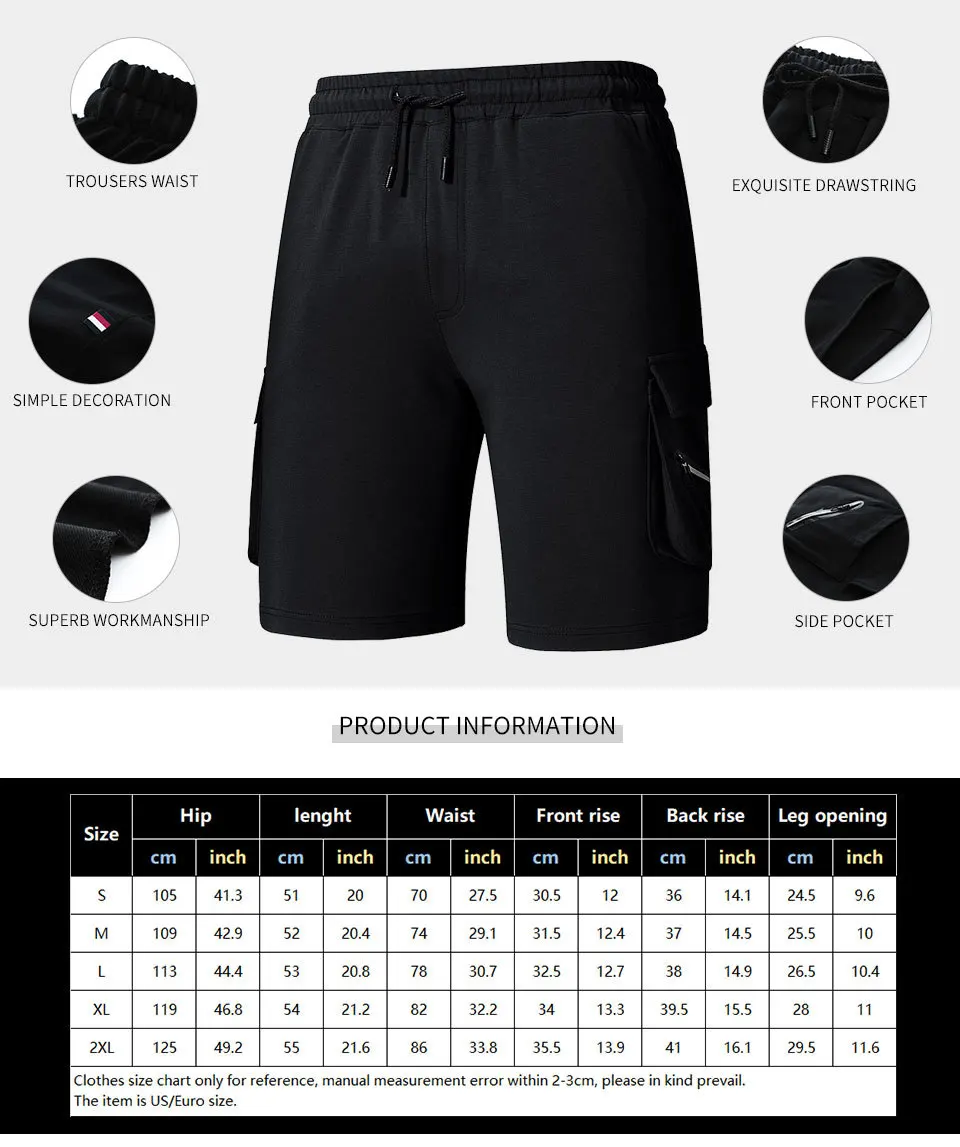 

2020 Mens Cargo Shorts Summer Solid Color Cotton Shorts Men Zipper Multi-Pocket Knee Length Casual Tactical Short Pants