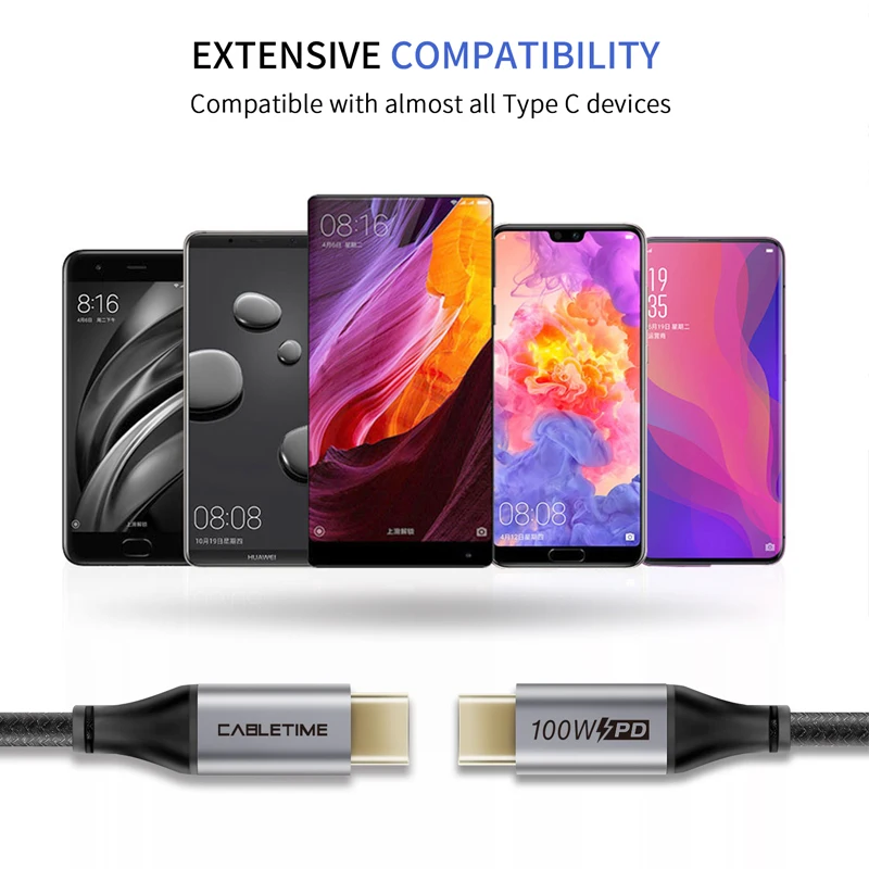 Кабель USB Type C для Huawei Mate 30/20 pro сверхзарядный кабель Macbook Air C299 100 Вт|Кабели