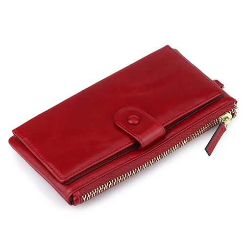 Wine Red COMFORSKIN, премиум класса, натуральная кожа, Женский кошелек, длинный, на молнии, кошелек для женщин, Новое поступление, большая вместительность, кошельки для карт - Цвет: Wine Red