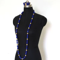 4ujewelry 50 inches mens african jewelry set royal blue and gold balls long designs for nigerian groom free shipping 2020 new