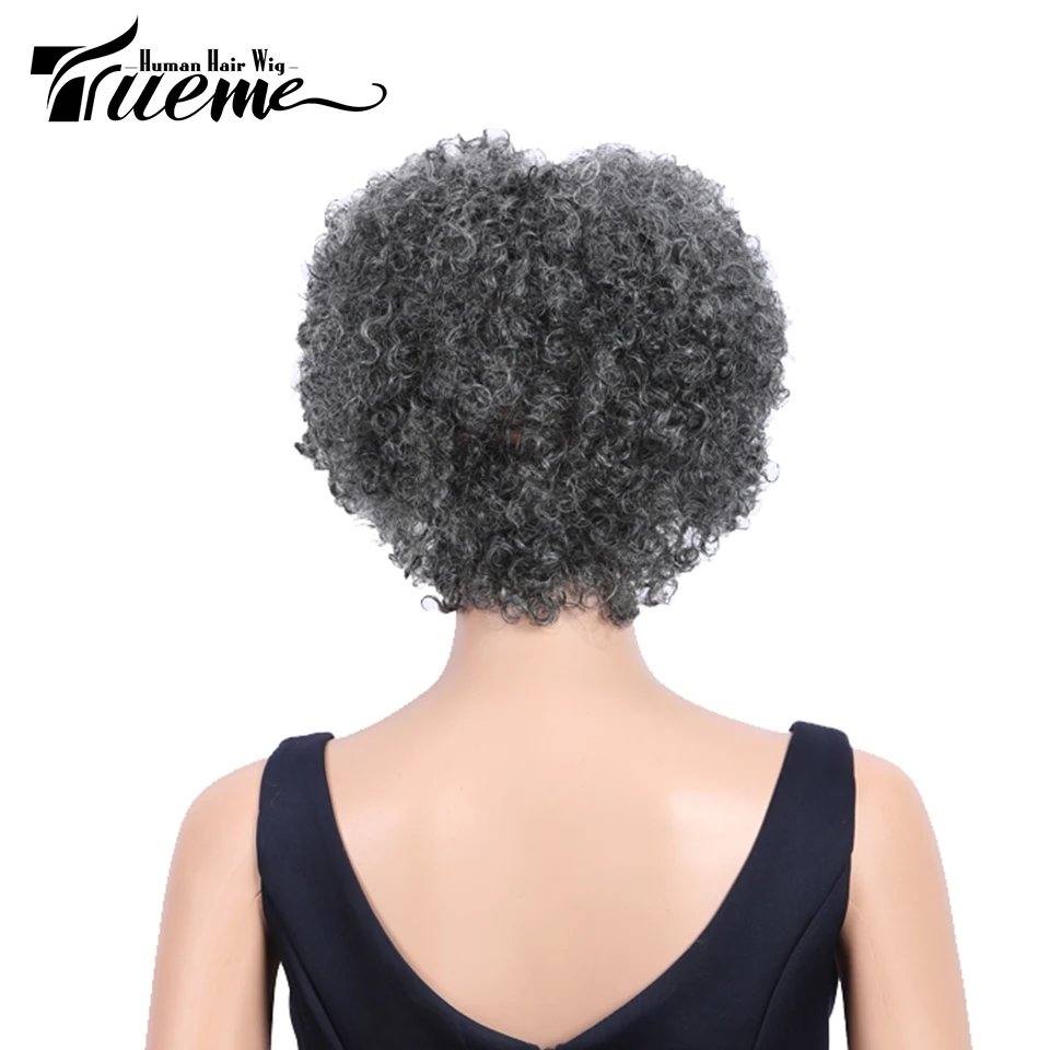 Женский парик из натуральных волос Trueme темно серый короткий бразильских Remy для