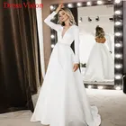 Женское свадебное платье-Русалка It's yiiya, белое платье с длинным рукавом и глубоким V-образным вырезом на лето 2019