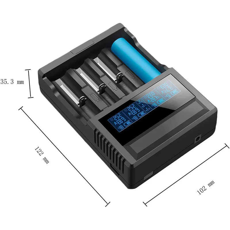 Умное зарядное устройство быстрое с 4 отсеками и ЖК дисплеем для перезаряжаемых