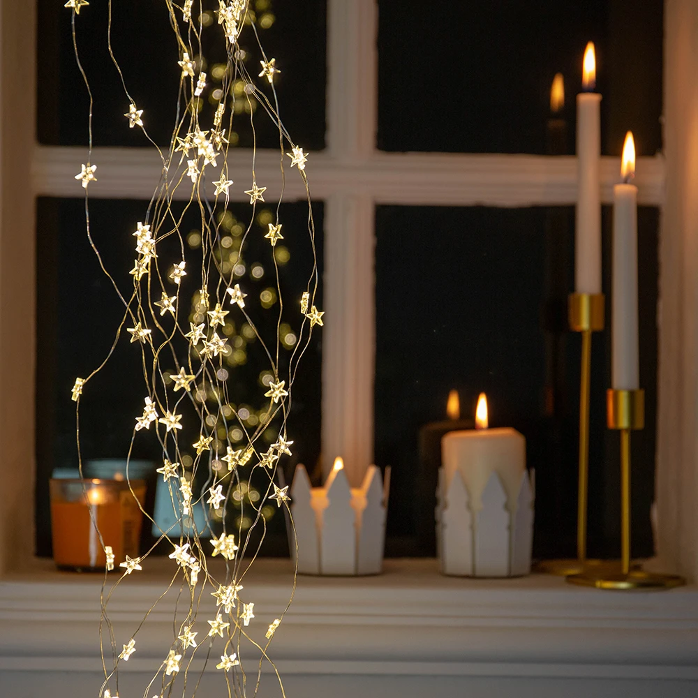 СВЕТОДИОДНАЯ Гирлянда-занавеска со звездами Сказочная гирлянда-водопад для