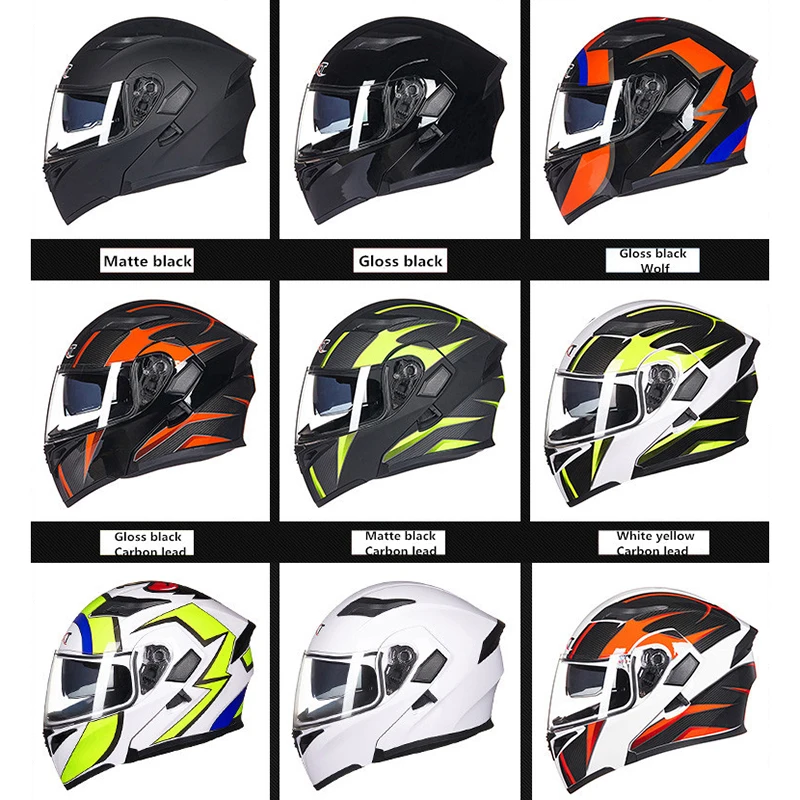 Мотоциклетный Filp шлемы мотоцикл двойной козырек дым внутренний шлем езда Гонки 4