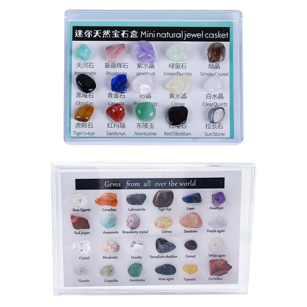 

15/24 Pcs Natural Mineral Ore Collection Rock Gemstones In Collection Box Crystal Natural Mineral Specimen Kit