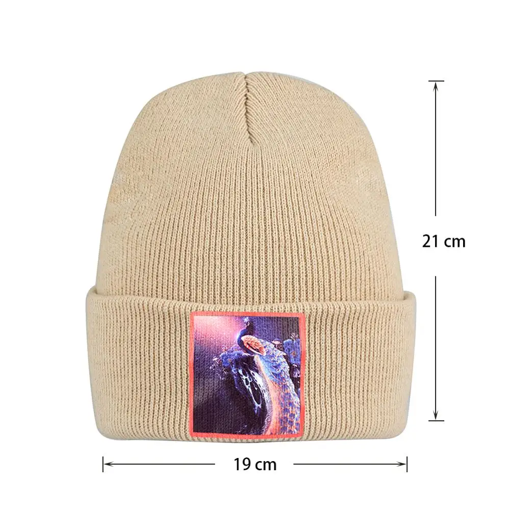 Мужская лыжная шапка Skullies теплая зимняя шапочка с павлином унисекс Толстая дыней