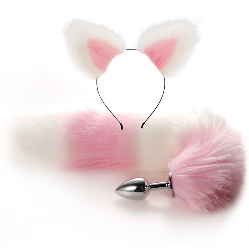 Plush Animal Tail Metal Butt Plug Cat Ears Headband Hair Accessories for Women Cosplay Masquerade Props Adult Game |
