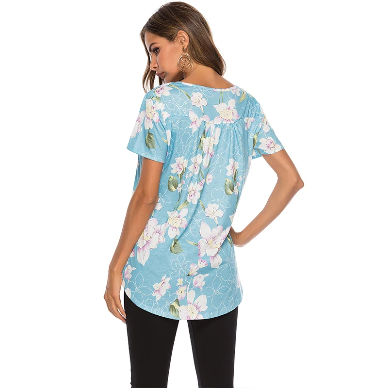 

Summer Vintage Floral Print T Shirt Women O Neck Short Sleeve Plus Size Tops Streetwear Casual Loose Female Tees