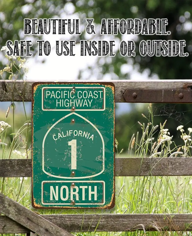 Прибрежное шоссе Tin Pacific Highway California 1 Metal 8 дюймов x 12 или 18 для использования