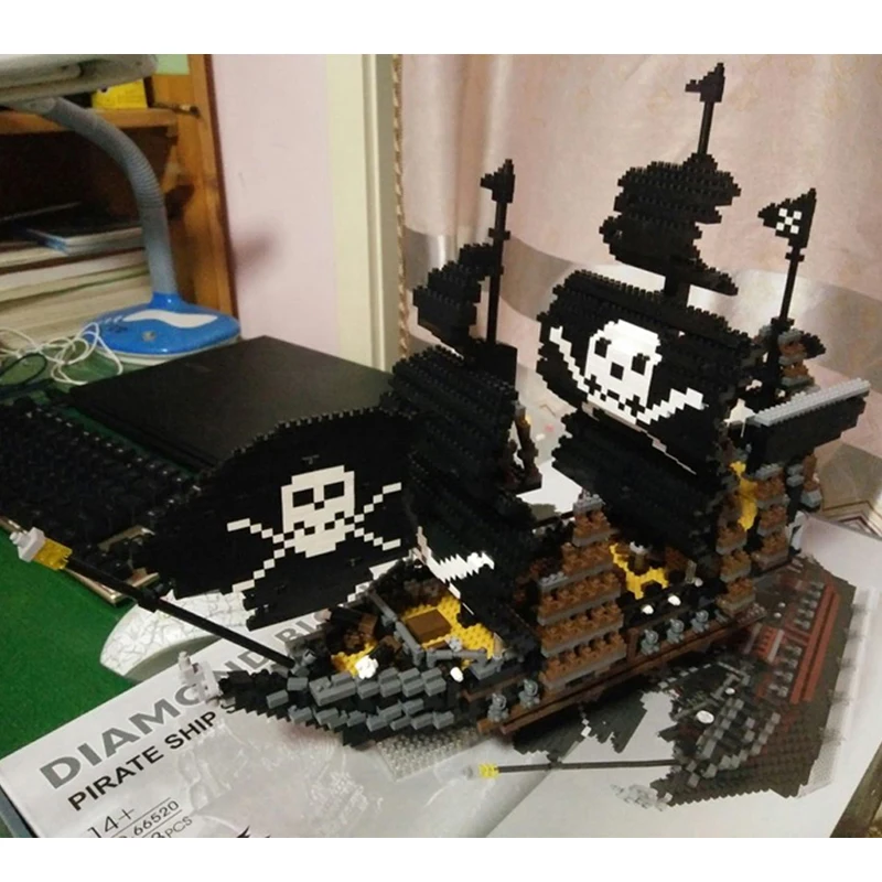 YZ Titanic Caribbean пиратский парусник с черным жемчугом корабль лодка 3D модель DIY мини-строительство алмаз маленькие блоки кирпичи игрушка без коробки