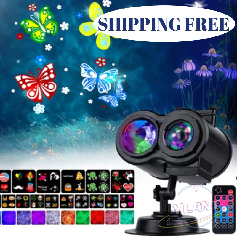 

16 узоров, новогодний и Рождественский Декор, светодиодный двухцилиндровый светильник с узором воды, светильник для карты, Рождественский п...