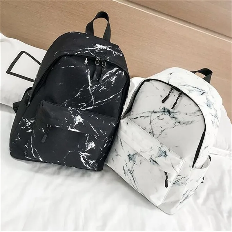 

Fashion Rucksack Canvas Shoulder School Backpack Student Bags Teenager Backpack Boys Girls Marble Stone Print Backpack
