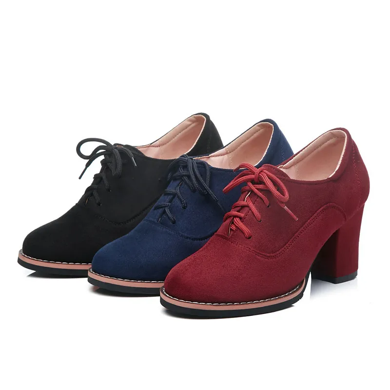 Новинка Сезон весна осень Женские низкие Туфли со шнуровкой ботильоны с закрытым