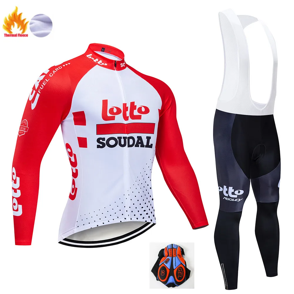 Pro Team LOTTO Велоспорт Джерси 9D Bib набор MTB Форма велосипед одежда мужская зимняя теплая флисовая велосипедная Одежда для велоспорта - Цвет: Winter Cycling Suit
