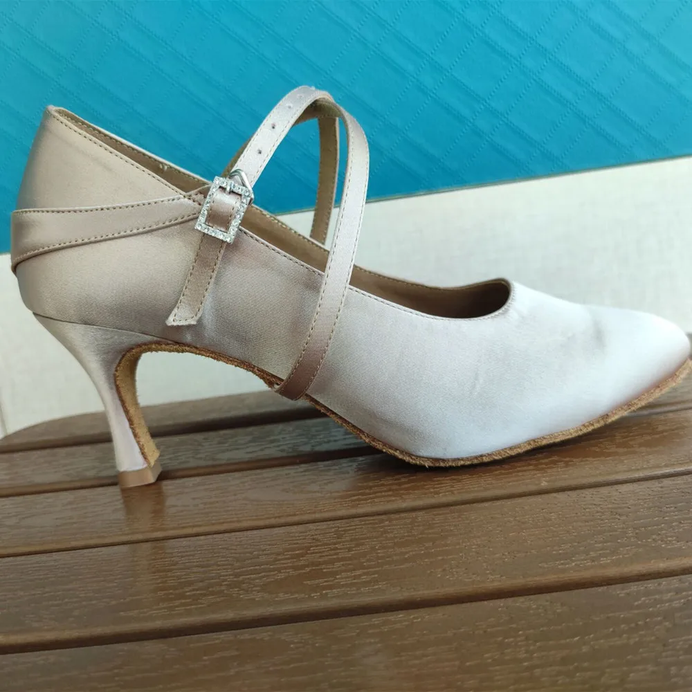 Бренд Evkoo для танцев цвет хаки сатин с кристаллами удобная женская обувь