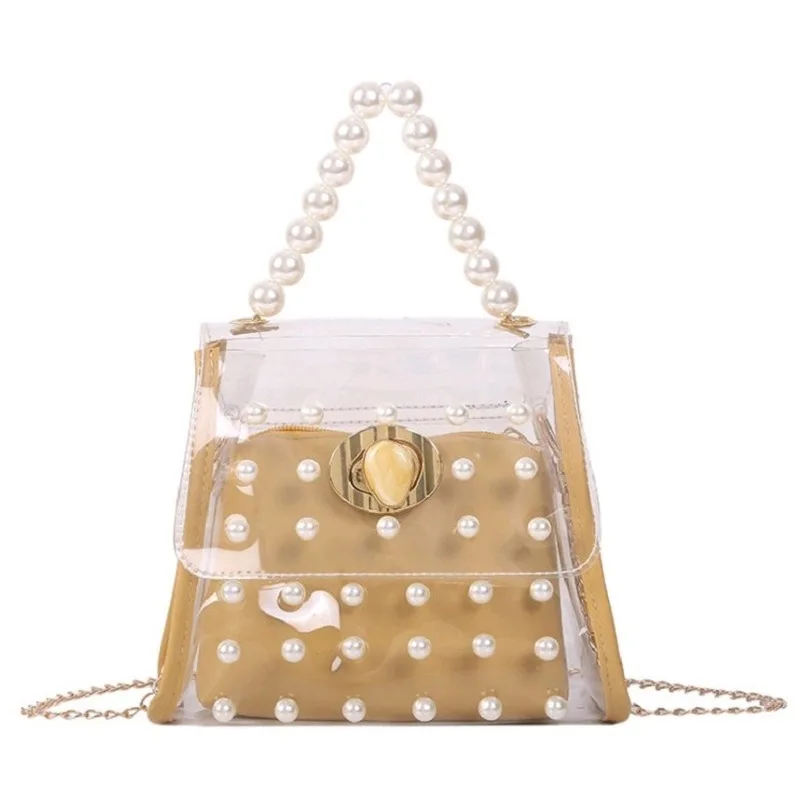 

2020 summer new Korean messenger bag single shoulder handbag transparent jelly bag mother-of-pearl western small bag girl