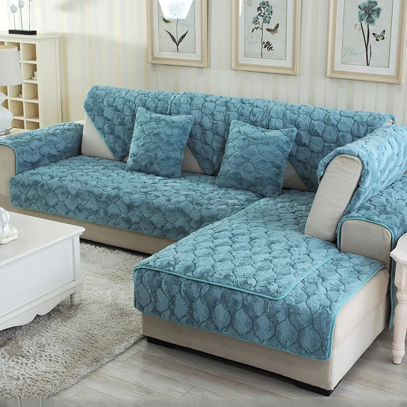 Очень мягкие плюшевые чехлы для дивана L образной формы Нескользящие Чехлы в