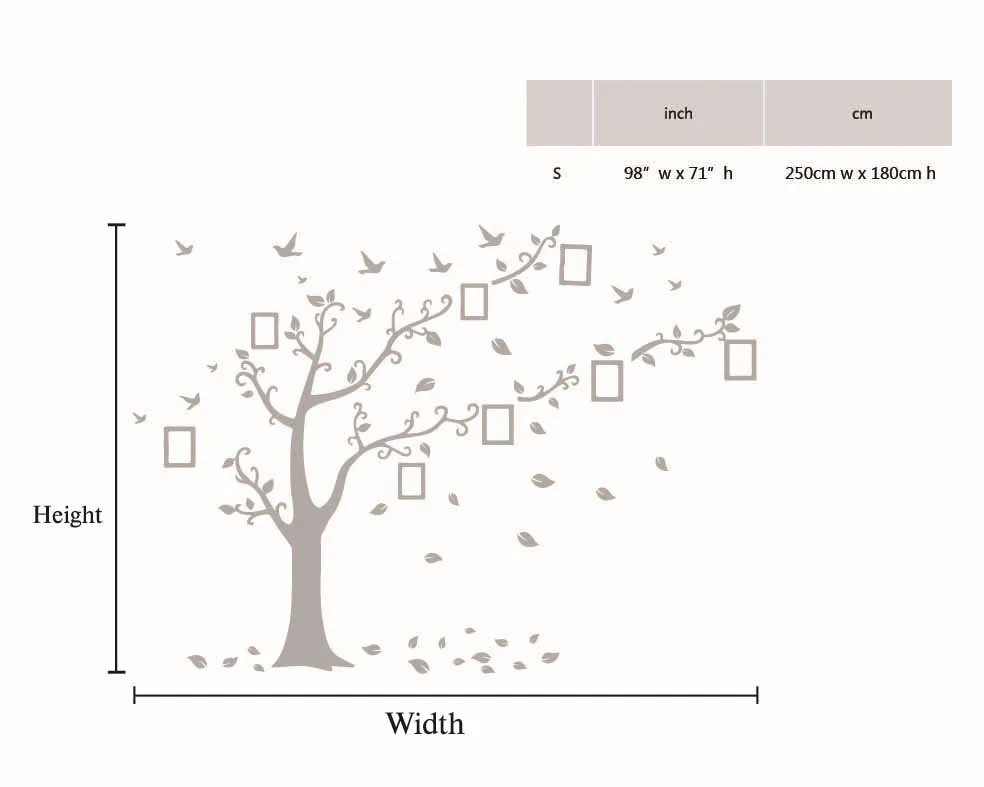 

XL Family Tree Photo frame Tree Wall Stickers X Large Family Tree Birds Photo Frame Quotes Wall Stickers Home Art Decals Decor