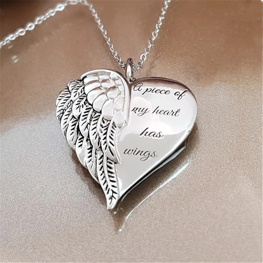 

Geometric heart shape women fashion popular angel wings wings party necklace gift jewelry wholesale