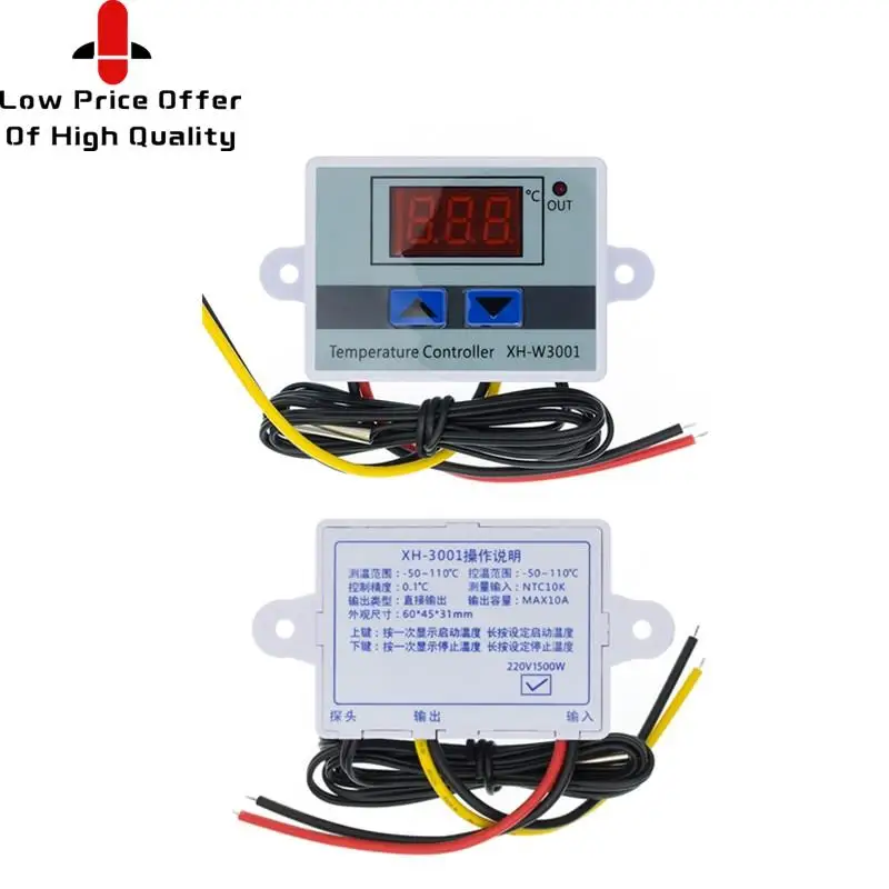 AC110-220V Digital LED Temperature Controller XH-W3001 XH-W3002 XH-W3230 Incubator Cooling Heating Switch Thermostat NTC Sensor |