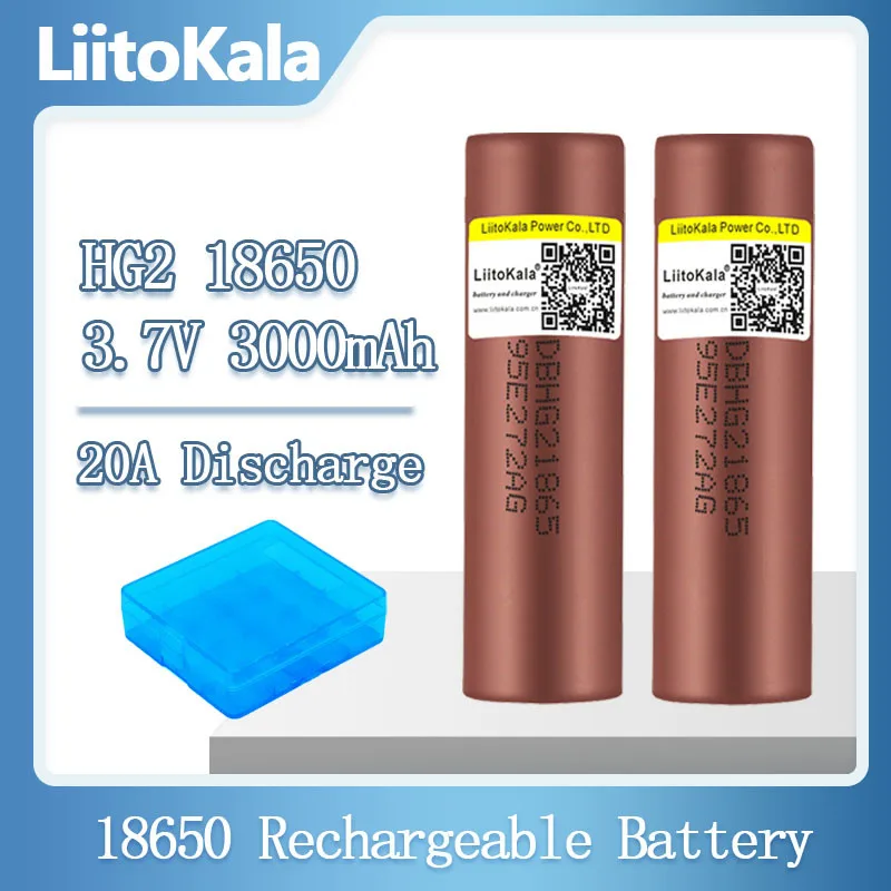 Аккумуляторные батареи LiitoKala HG2 18650 мАч 30 А|hg2 18650|rechargeable batteryhg2 3000mah |