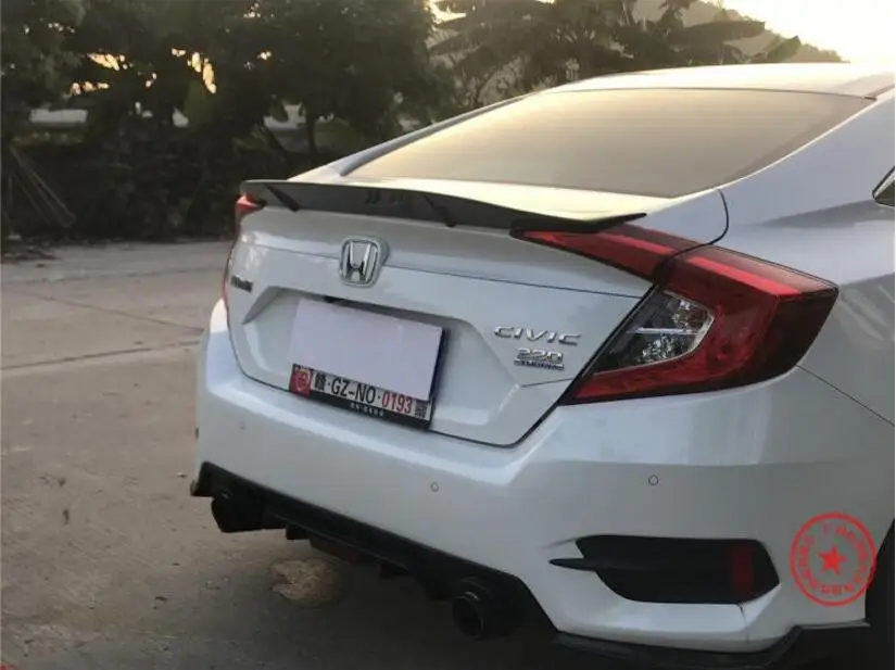 ABS Carbon fiber Car Rear Wing Trunk Lip Spoilers R style Fits For Honda Civic 4 door sedan 2016 2017 2018 | Автомобили и