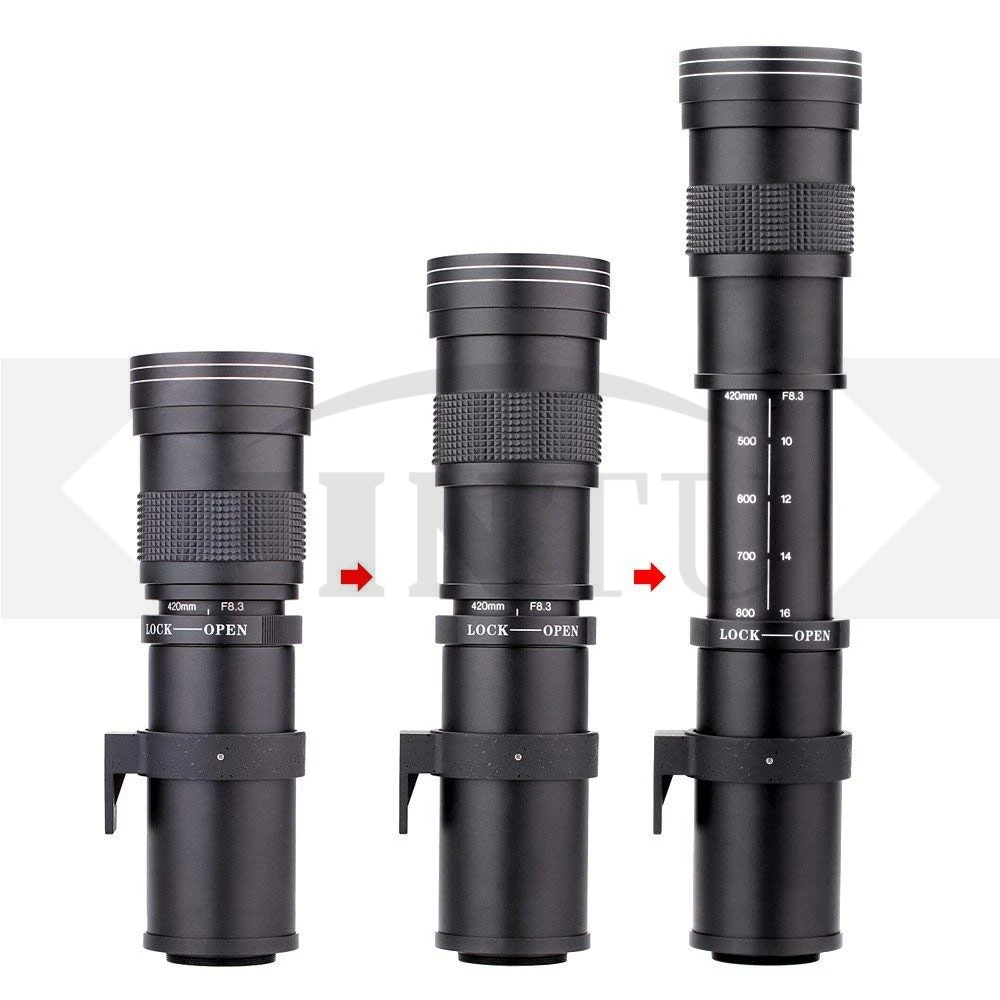 jintu 420 800mm f8 3 16 super telephoto lens manual focus zoom lens fit for canon nikon samsung sony nex dslr camera photograp free global shipping
