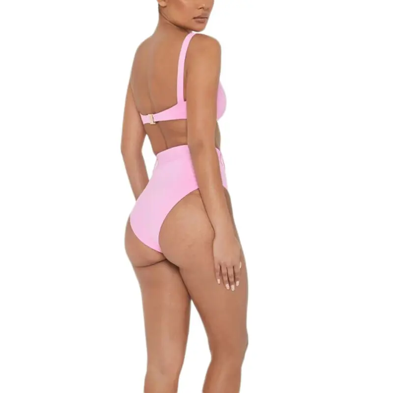 Комплект бикини с высокой талией женский купальник на бретельках u образным