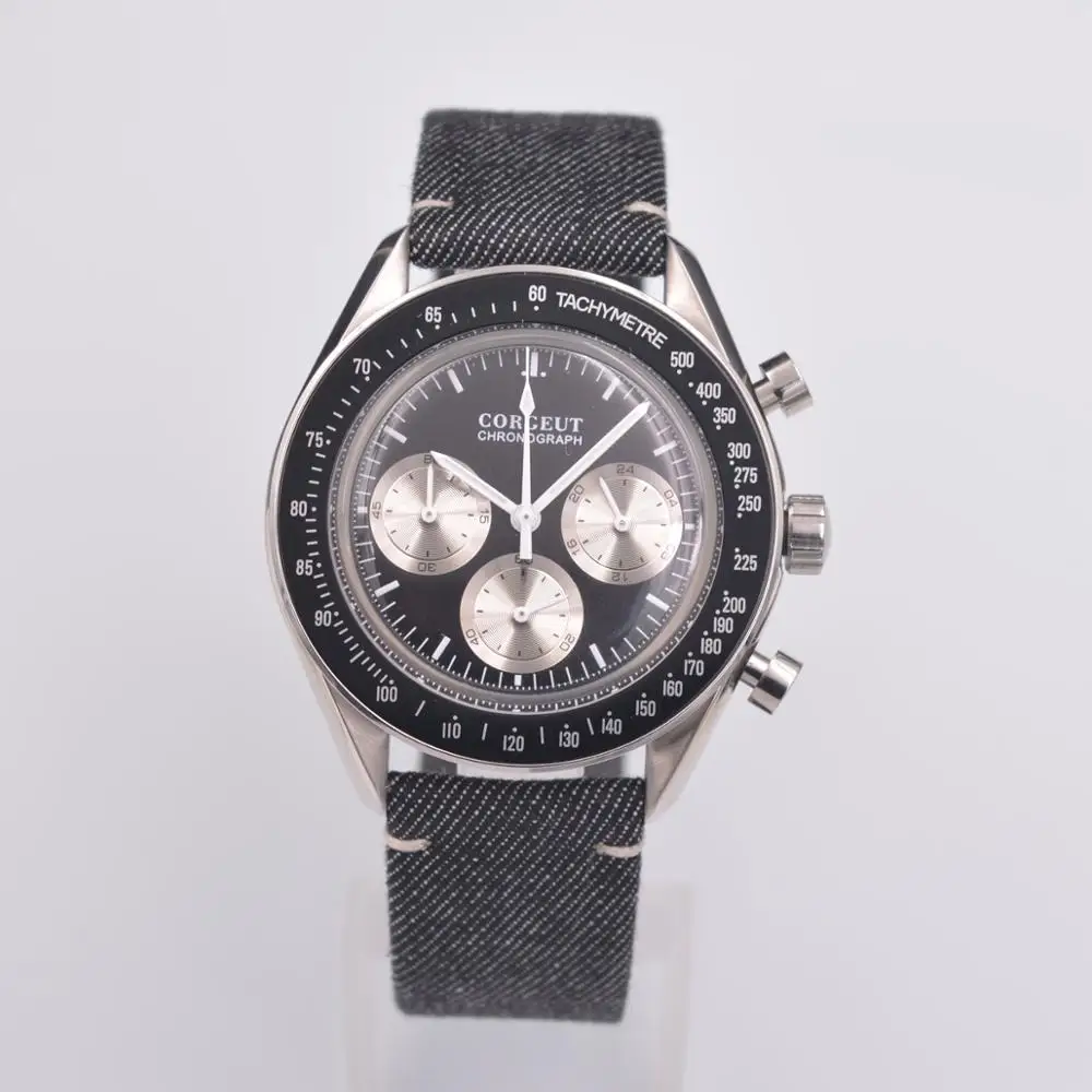 

40mm Quartz Watch Men Sport Fashion Multifunction Wristwatches 24 Hours Full Leather
