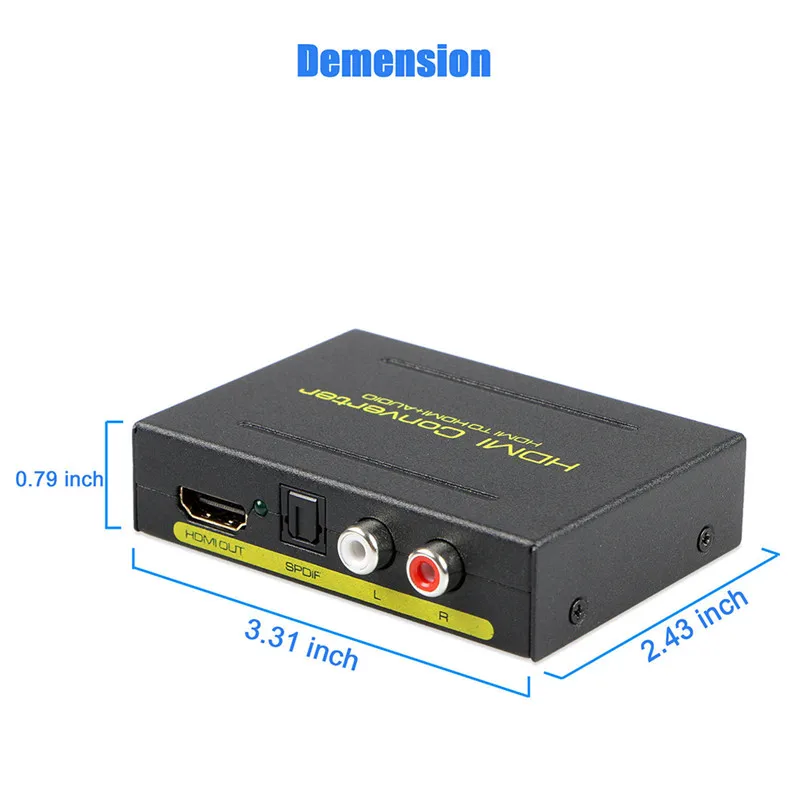 

HDMI к HDMI оптический + SPDIF + RCA L/R экстрактор конвертер аудио сплиттер адаптер 1080P AC адаптер питания высокое качество