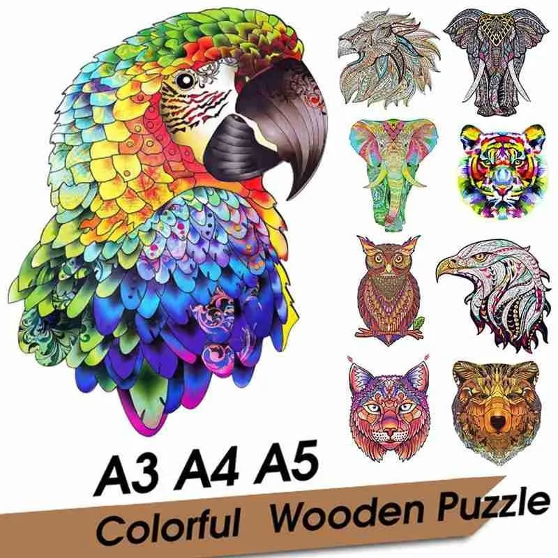 

Creative Animal Wooden Jigsaw Puzzles Mysterious Owl Puzzles Gift Montessori Children's Toys Game Home Decor Wooden Puzzle