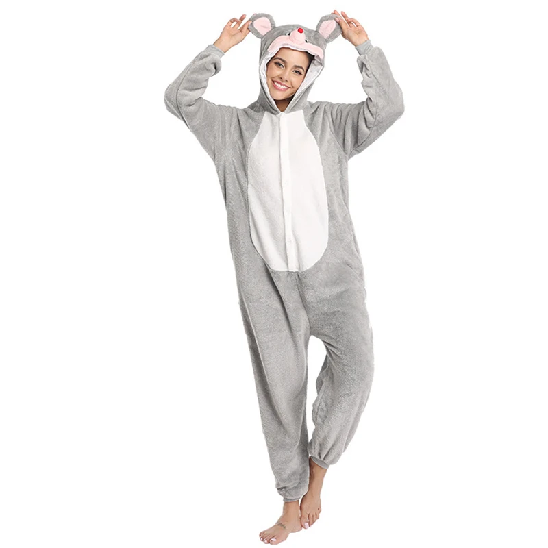 Kigurumis женские пижамы комбинезоны с изображением животных Мышки Домашняя одежда