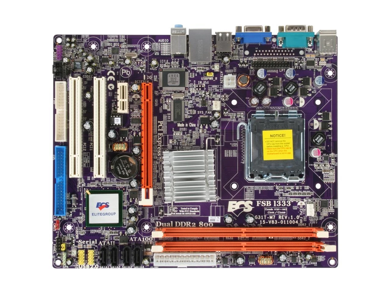 

For ECS G31T-M7 motherboard Intel G31LAG 775 DDR2 PCI-E 16X VGA USB2.0 Micro ATX Desktop Used Motherboard