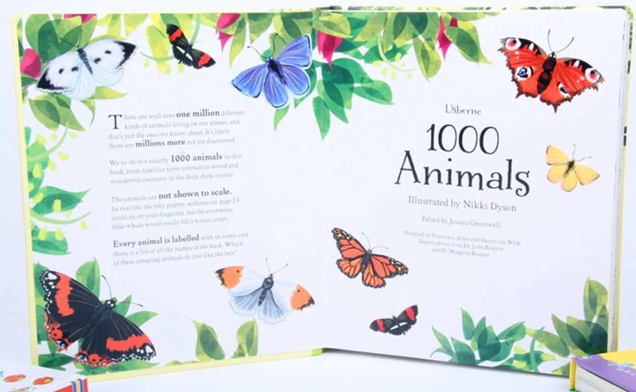 Usborne 1000 животных/под водой английская еда доска для изучения слов книга
